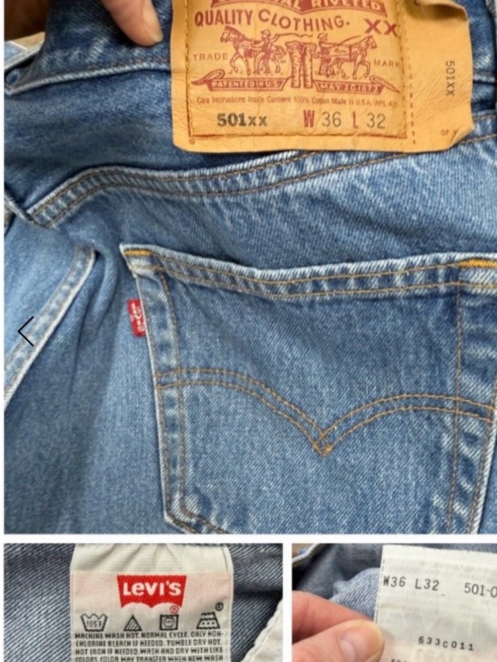 Vintage 1998 Levi's 501 Medium Blue Jeans - Picture 10 of 11